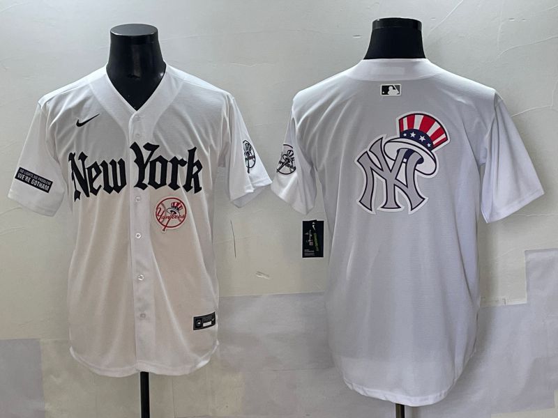 Men 2025 New York Yankees Blank White Five generations Joint Name Nike MLB Jersey style 76